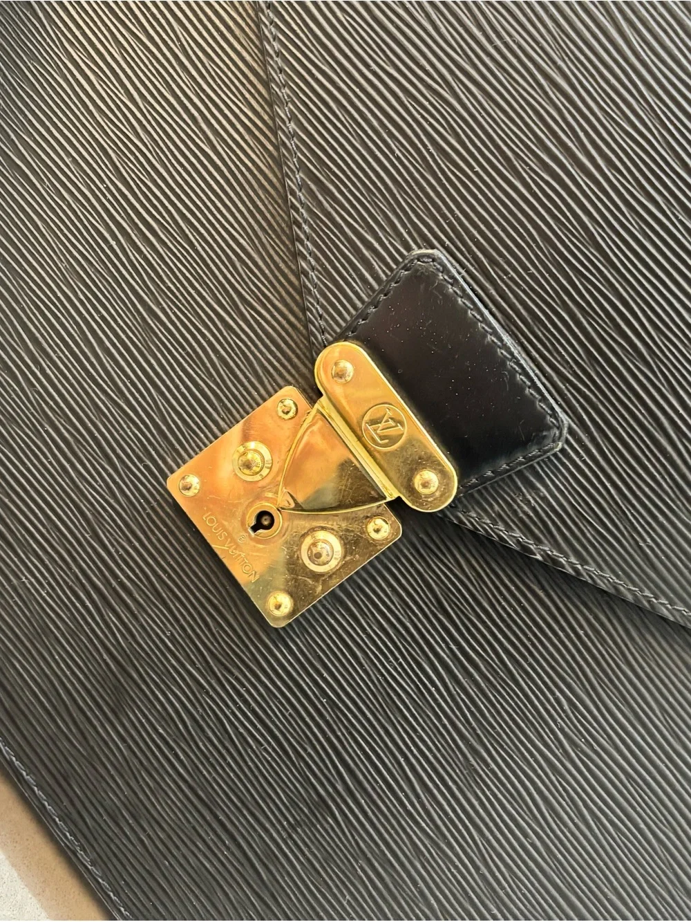 Louis Vuitton Black Epi Leather Briefcase with Gold-Tone Lock - Picture 2 of 15